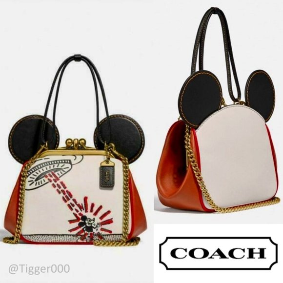 COACH NWT Disney Mickey Mouse X Keith Haring Kisslock Bag - Picture 1 of 5